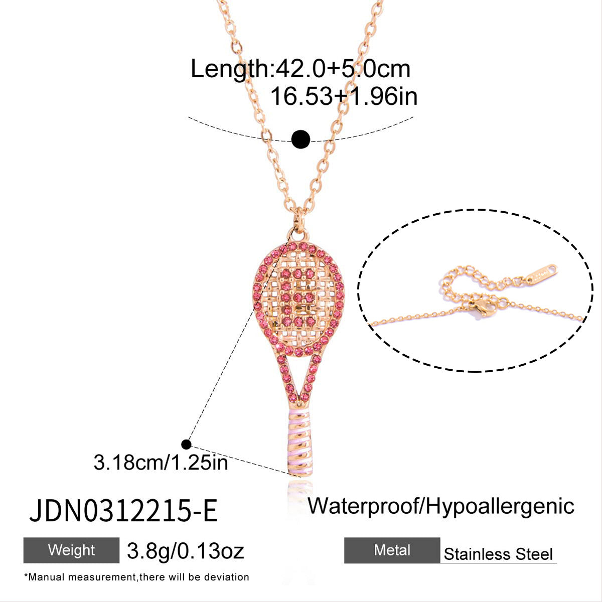 Damen Halskette mit Tennis-Racket-Anhänger und funkelnden Zirkonia Shop Nory