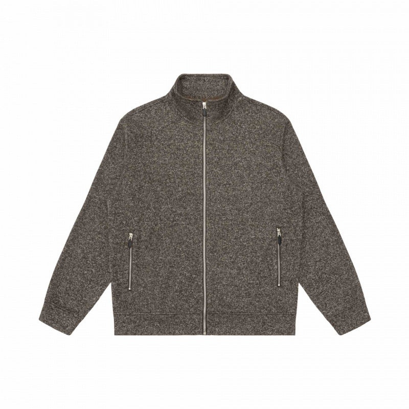 Unisex Melierte Fleece-Zipjacke mit Stehkragen und Reißverschlusstaschen Shop Nory