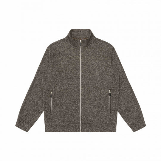 Unisex Melierte Fleece-Zipjacke mit Stehkragen und Reißverschlusstaschen Shop Nory