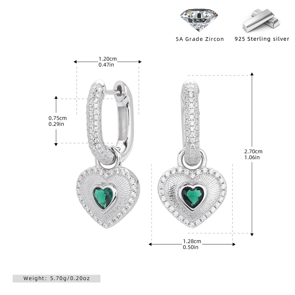 Damen Ohrhänger mit herzförmigem Design und funkelnden Zirkonsteinen Shop Nory
