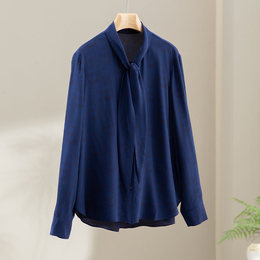 Damen Bluse mit Schleifenkragen und dezenter Jacquardstruktur Shop Nory