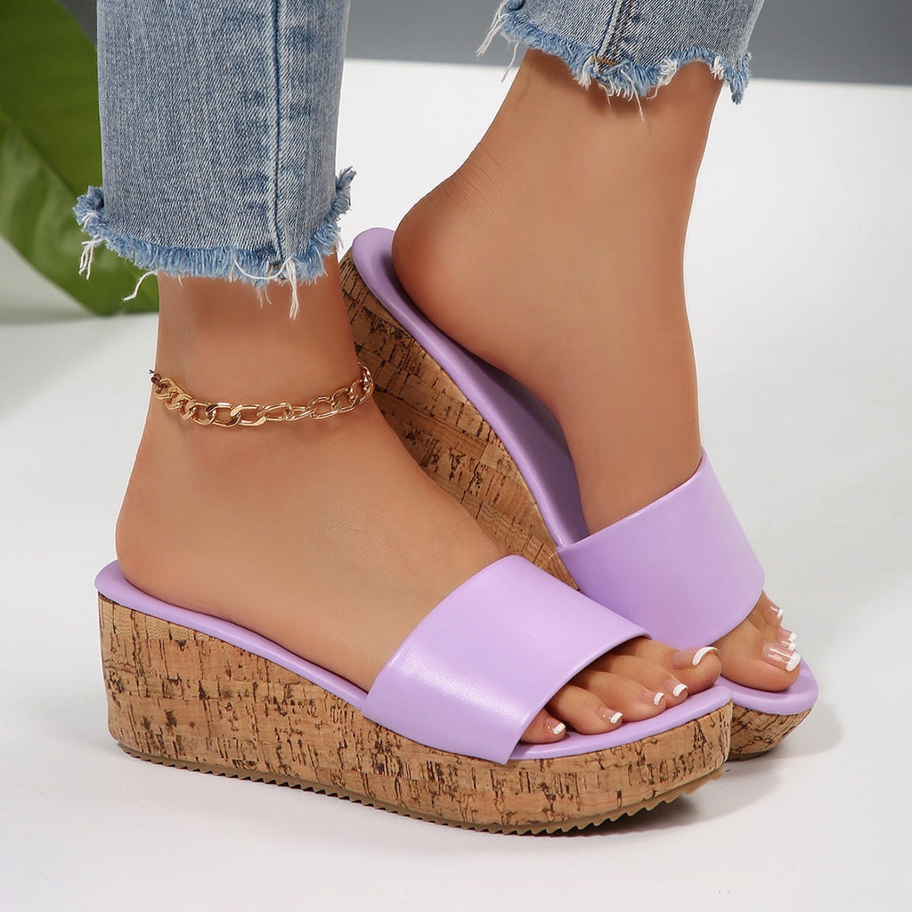 Damen Komfortable Wedge-Pantoletten mit breitem, verstellbarem Riemen