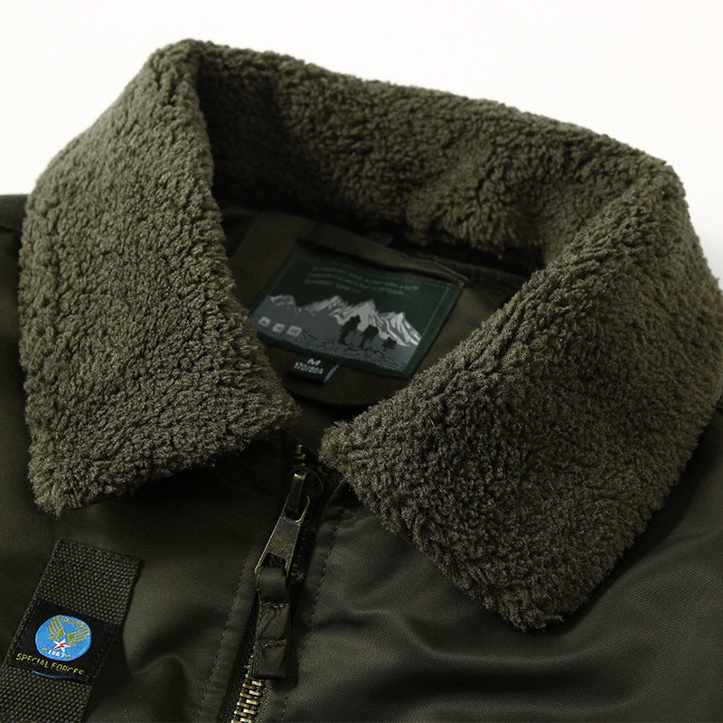 Herren Bomberjacke mit Lammfellkragen und Utility-Taschen Shop Nory