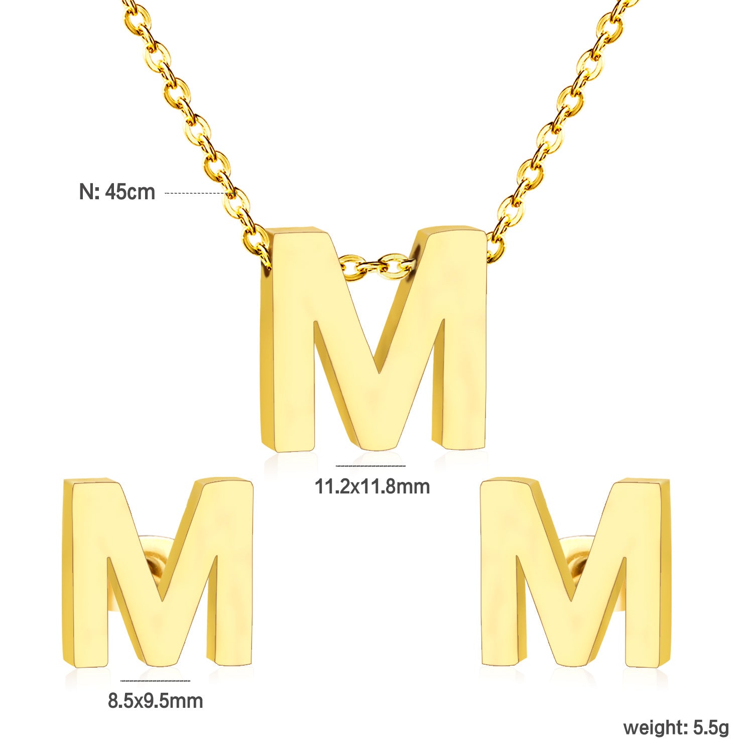 Damen Schmuckset mit K-Anhänger und passenden Ohrsteckern Shop Nory
