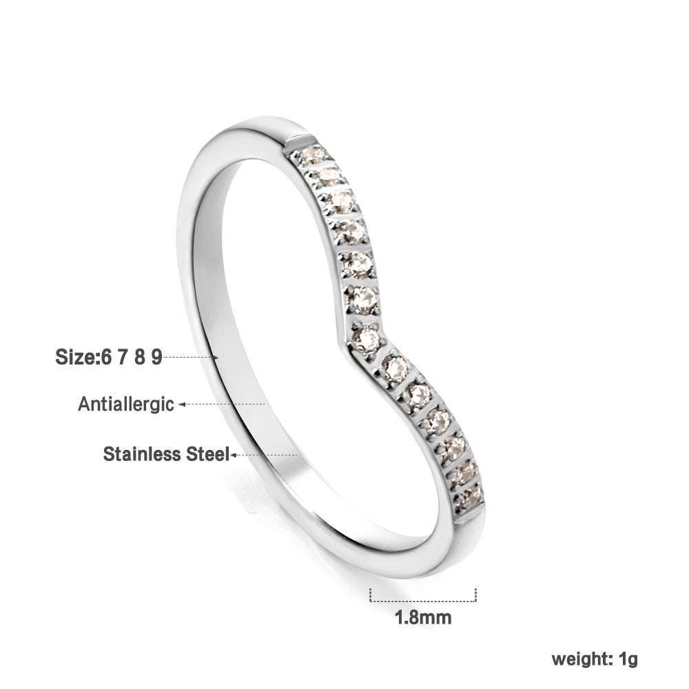 Damen Ring mit brillantem Zirkonia und eleganter Edelstahlfassung Shop Nory