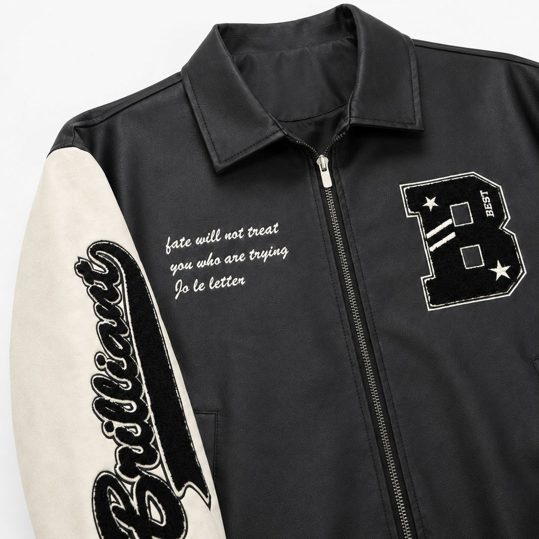 Herren Letterman-Jacke im Retrostil mit Kunstlederkörper und Wildlederärmeln Shop Nory