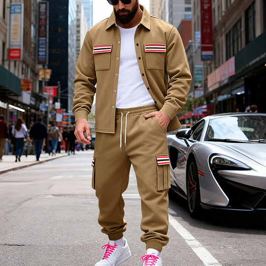 Herren Urbanes zweiteiliges Utility-Joggingset mit Overshirt und Cargo-Hose Shop Nory