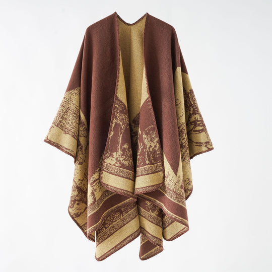 Damen Jacquard-Wollmix-Überwurf mit offenem Kimono-Fall und weichem Griff Shop Nory