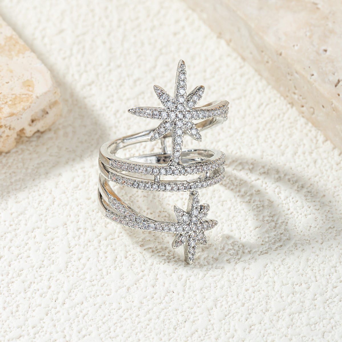Damen Funkelnder Ring mit Sternenmotiv Shop Nory