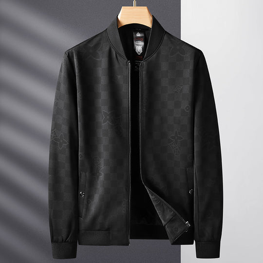 Herren Slim-Fit Jacquard-Bomberjacke mit tonalem Muster, Reißverschluss und Rippbündchen Shop Nory