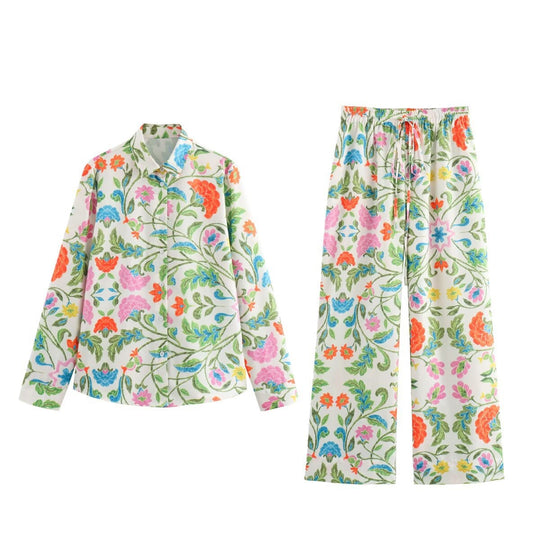 Damen weite Palazzohose mit Tunnelzugbund und floraler Stickoptik Shop Nory