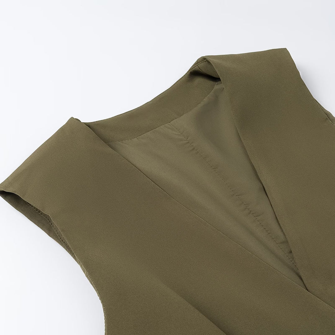 Damen Zweiteiliges tailliertes Weste‑und Hose Set mit Bindegürtel und weitem Bein Shop Nory
