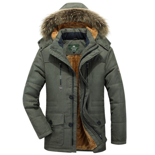 Herren Winterparka mit Teddyfutter, abnehmbarer Kunstfellkapuze und Multifunktionstaschen Shop Nory