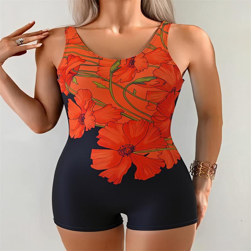 Damen Einteiler Badeanzug mit modernem Grafikdesign und elegantem Schnitt