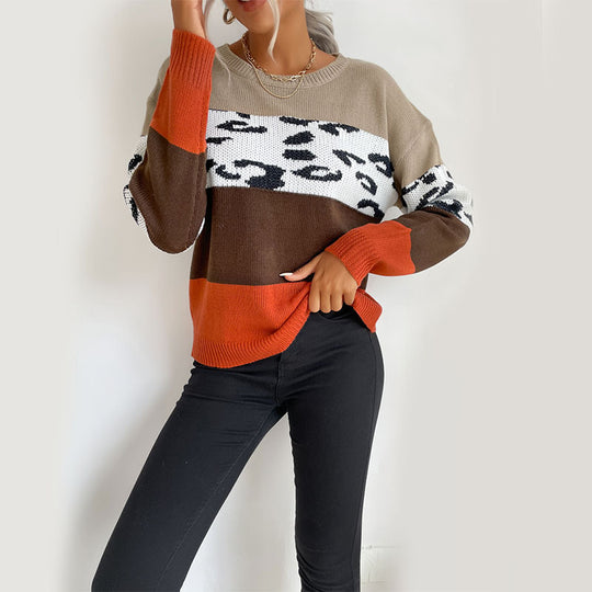 Damen Lässiger Strickpullover mit Animal-Print Shop Nory