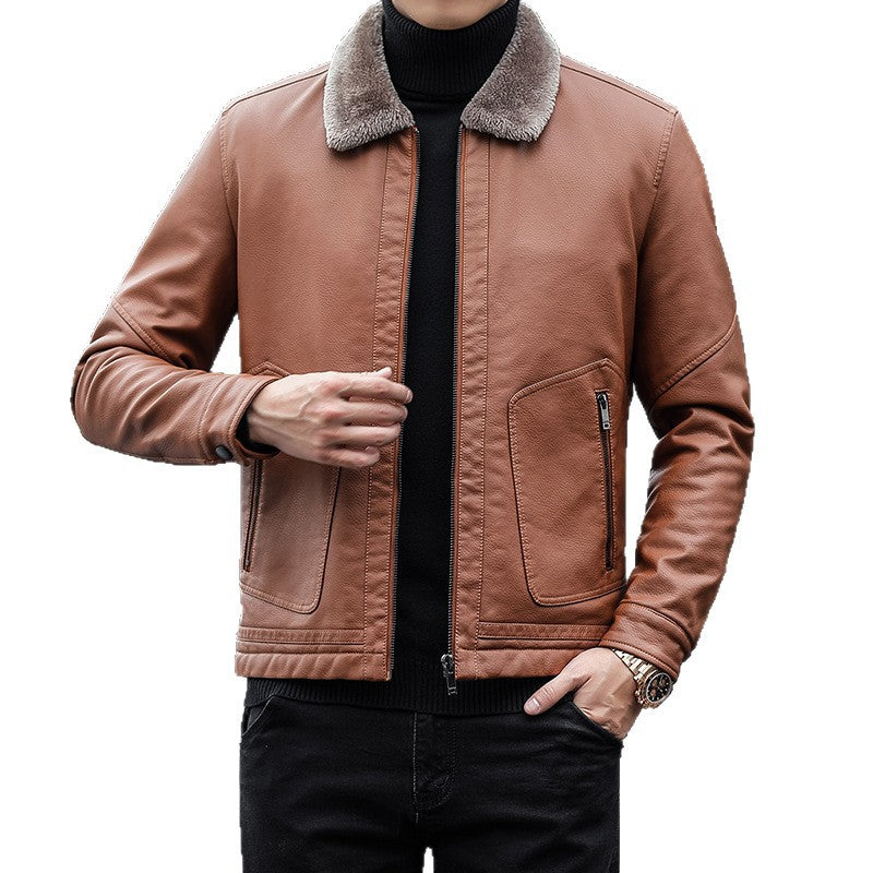 Herren Moderner Kunstlederblouson mit Teddykragen Shop Nory