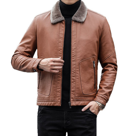 Herren Moderner Kunstlederblouson mit Teddykragen Shop Nory