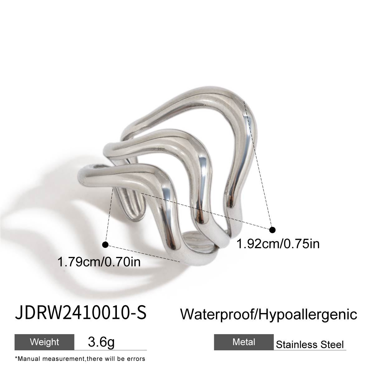 Damen Offener Ring mit elegantem Wellen-Design aus hypoallergenem Edelstahl Shop Nory