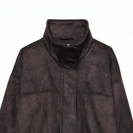 Damen Kurzblouson aus Velours‑Optik mit hohem Funnelkragen und elastischem Saum Shop Nory