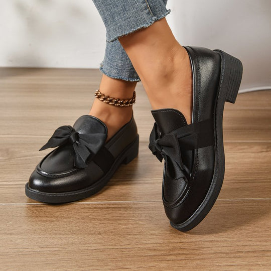Damen Loafer mit Karo‑Muster und Schleifenapplikation Shop Nory