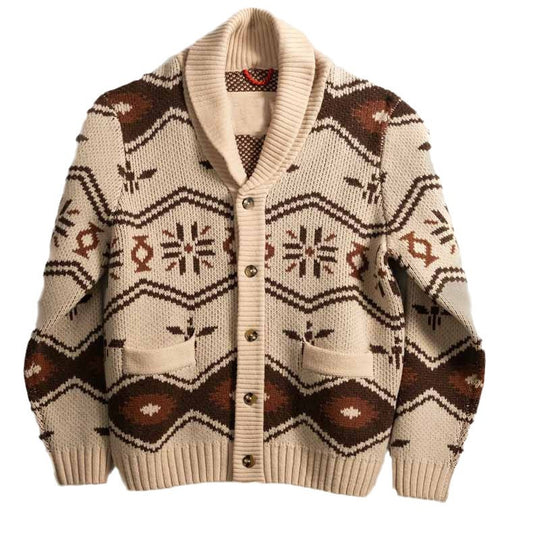 Herren Gemusterte Strickjacke im Nordic-Look mit Schalkragen und aufgesetzten Taschen Shop Nory