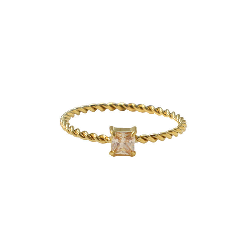 Damen Zarter und gedrehter Ring mit funkelndem Stein Shop Nory
