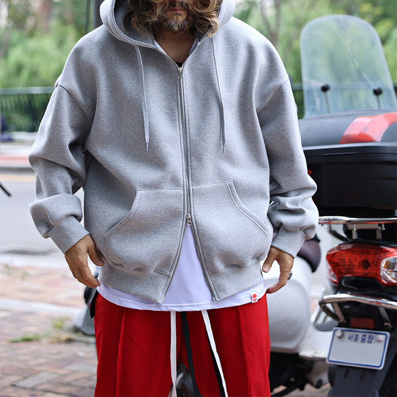 Herren Oversized Kapuzen-Zipjacke aus schwerem Fleece mit Kängurutaschen Shop Nory