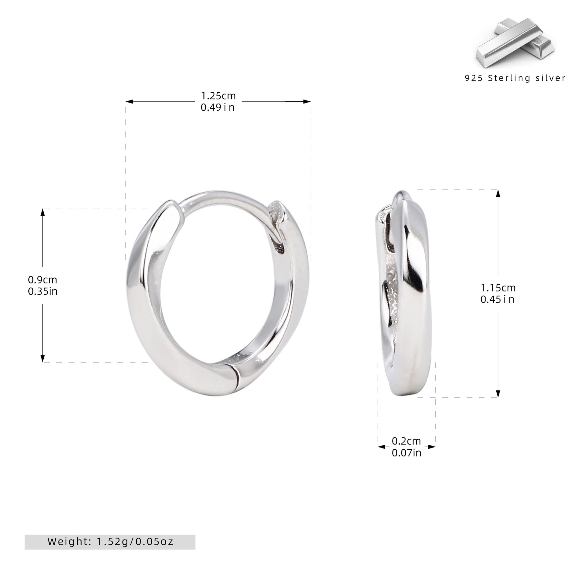 Damen Creolen mit elegantem, geschwungenem Design aus 925 Sterling Silber Shop Nory