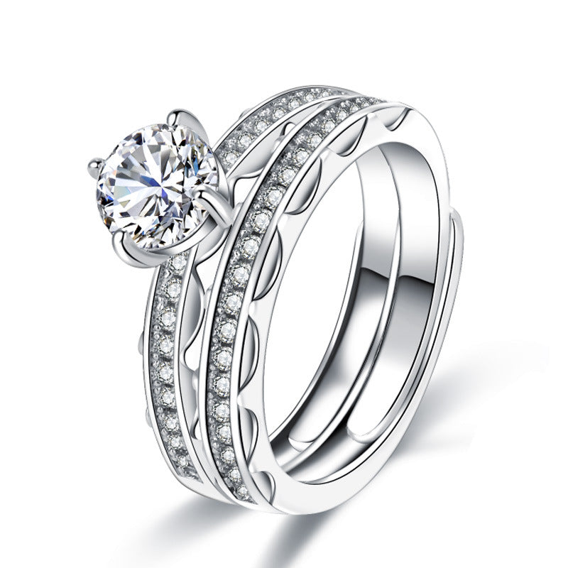 Damen Verlobungsring mit funkelndem Solitär und luxuriösen Zirkonia-Details Shop Nory