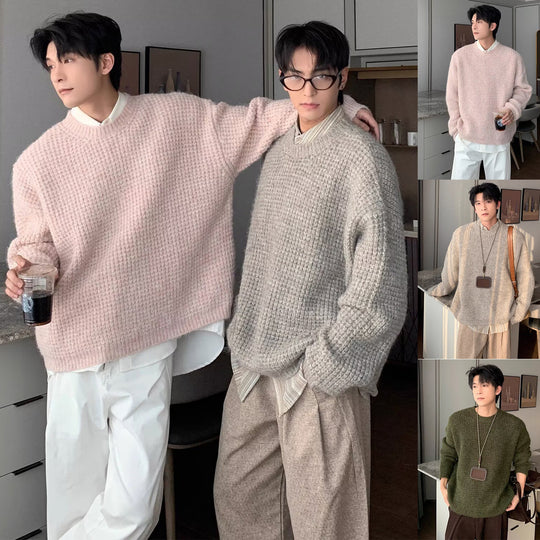 Herren Grobstrickpullover mit lässigem Schnitt und Rundhalsausschnitt Shop Nory