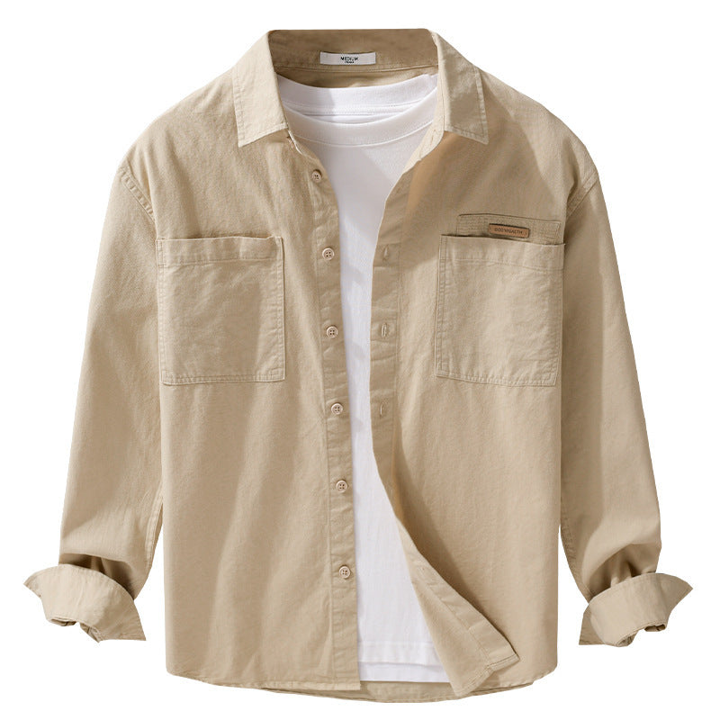 Herren Leichtes Baumwoll‑Twill Overshirt mit Kentkragen, doppelten aufgesetzten Brusttaschen und Relaxed-Fit Shop Nory