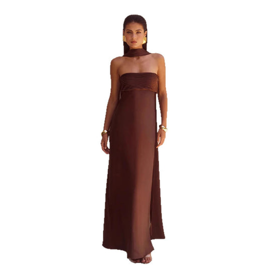 Damen Elegantes Maxikleid mit schulterfreiem Design und schmalem Oberteil
