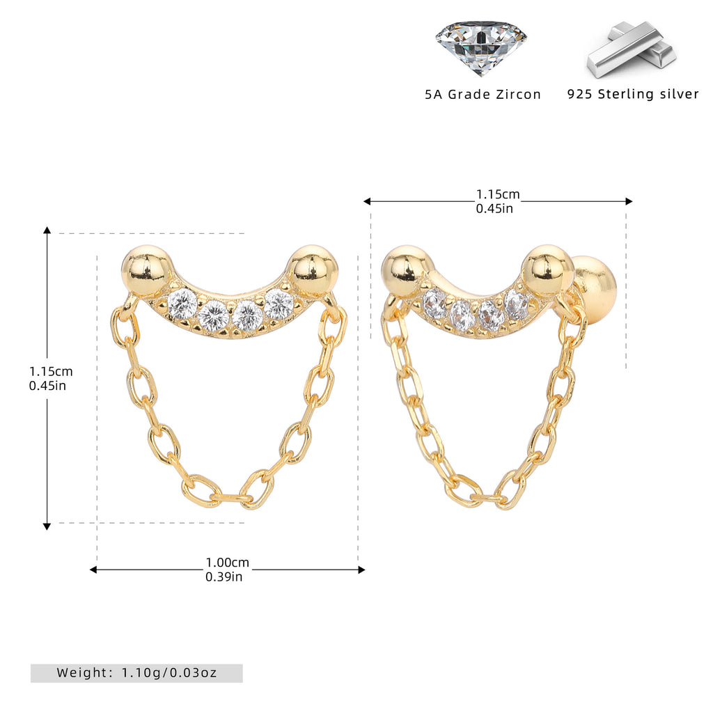 Damen Ohrstecker mit elegantem Kettenmotiv aus 925 Sterling Silber Shop Nory