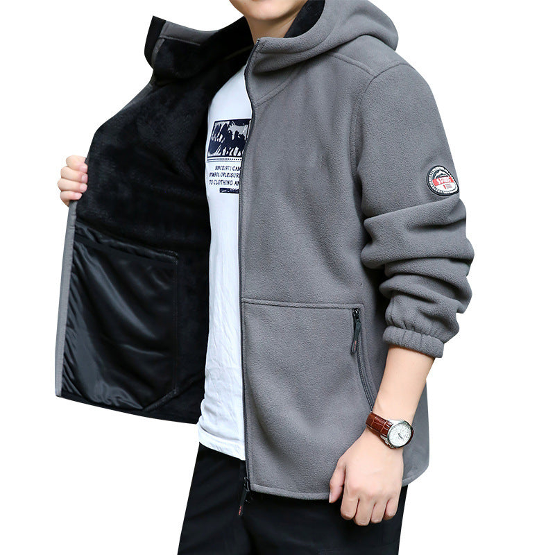 Herren Fleece-Kapuzenjacke für Outdoor mit Thermo-Futter, windabweisender Oberfläche und Reißverschlusstaschen Shop Nory