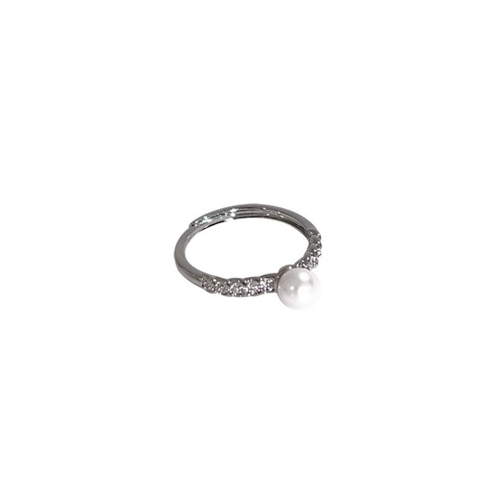 Damen Perlenring mit funkelnden Zirkonia von Shop Nory