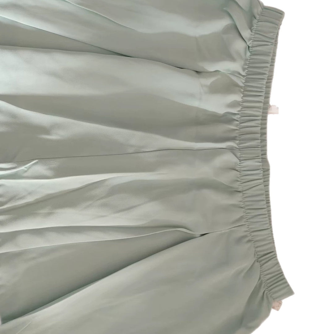 Damen Leichte Satin-Palazzohose mit hohem elastischem Bund und Kellerfalten Shop Nory