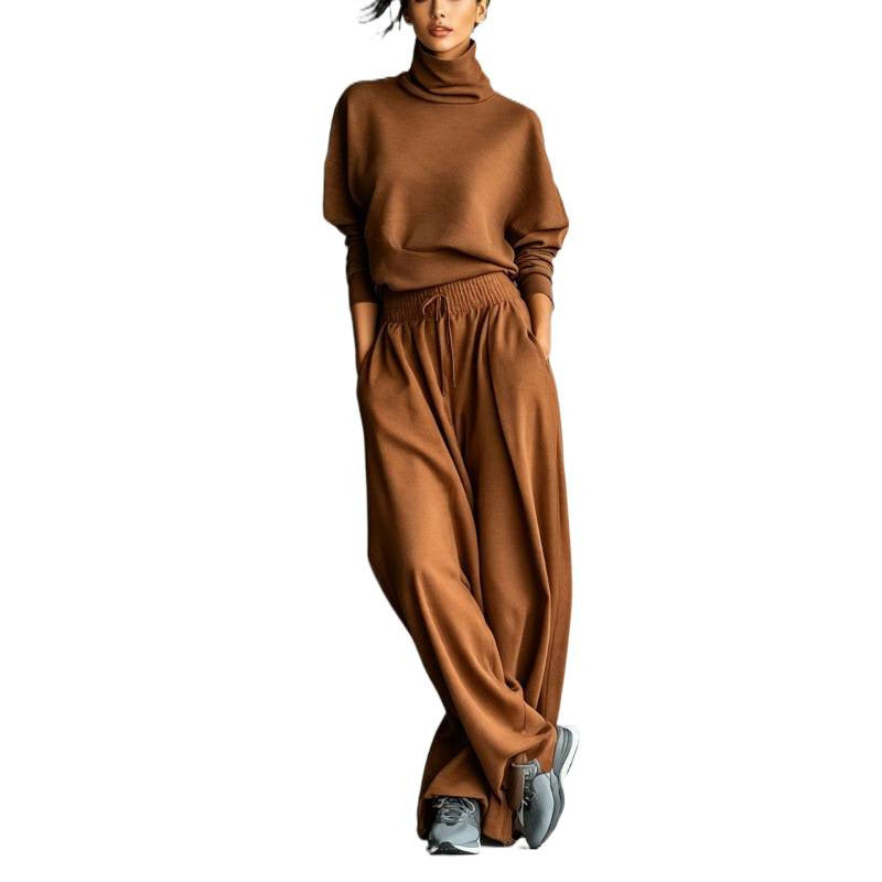 Damen Rollkragen-Loungewear-Set mit Oversize-Oberteil und weitem Gummibund-Hose Shop Nory