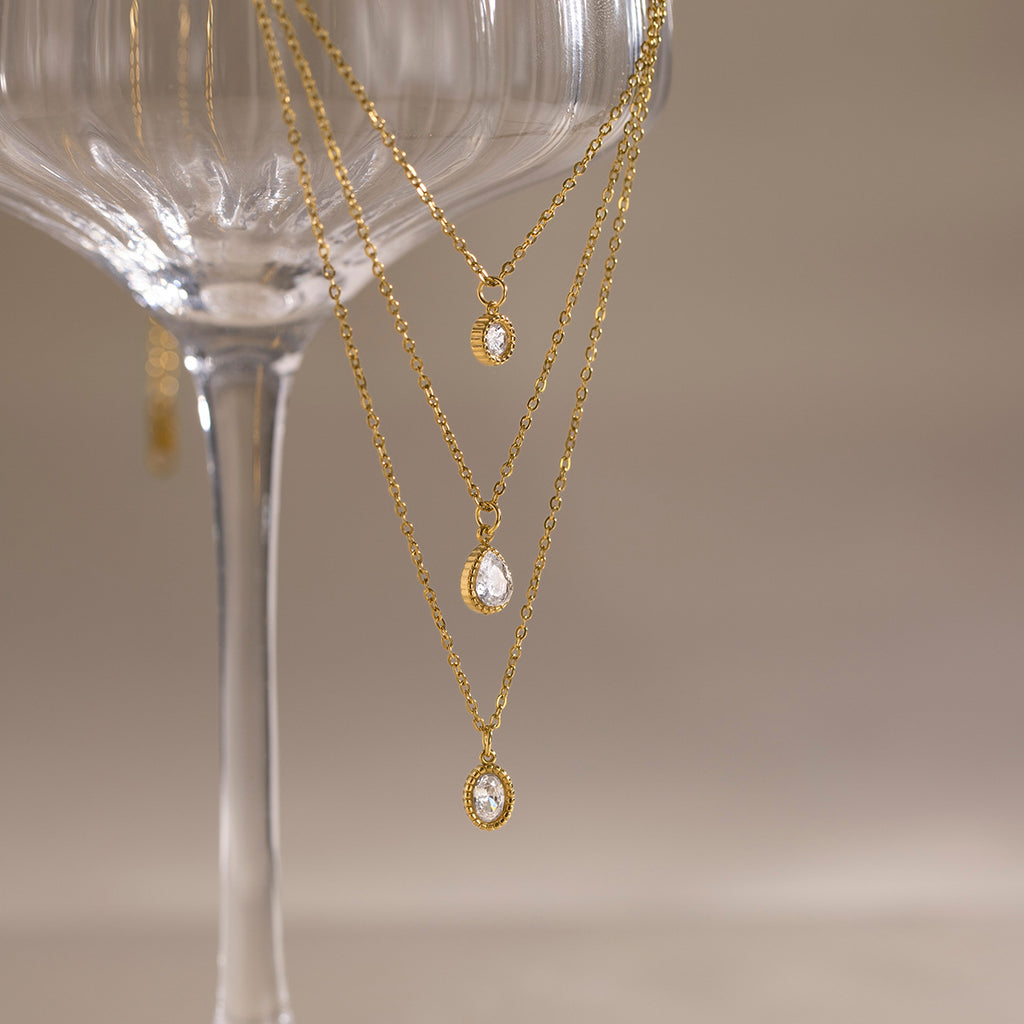 Damen mehrlagige Halskette mit hypoallergenem Edelstahl und wasserfester Verarbeitung Shop Nory