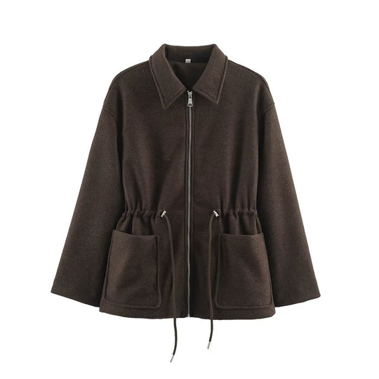 Damen Kurzjacke aus Wollmix mit Tunnelzug‑Taillierung und aufgesetzten Taschen Shop Nory