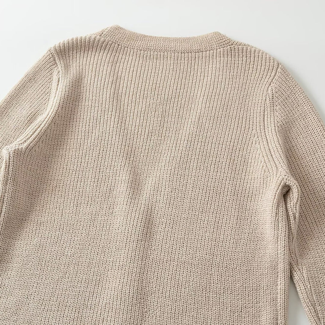 Damen Longline-Strickcardigan mit V-Ausschnitt und durchgehender Knopfleiste Shop Nory
