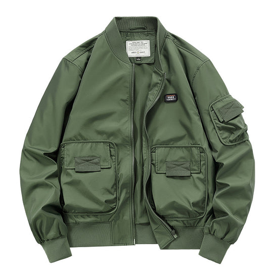 Herren leichter Nylon-Bomber mit Utility‑Taschen, Ärmel‑Organizer und geripptem Saum Shop Nory