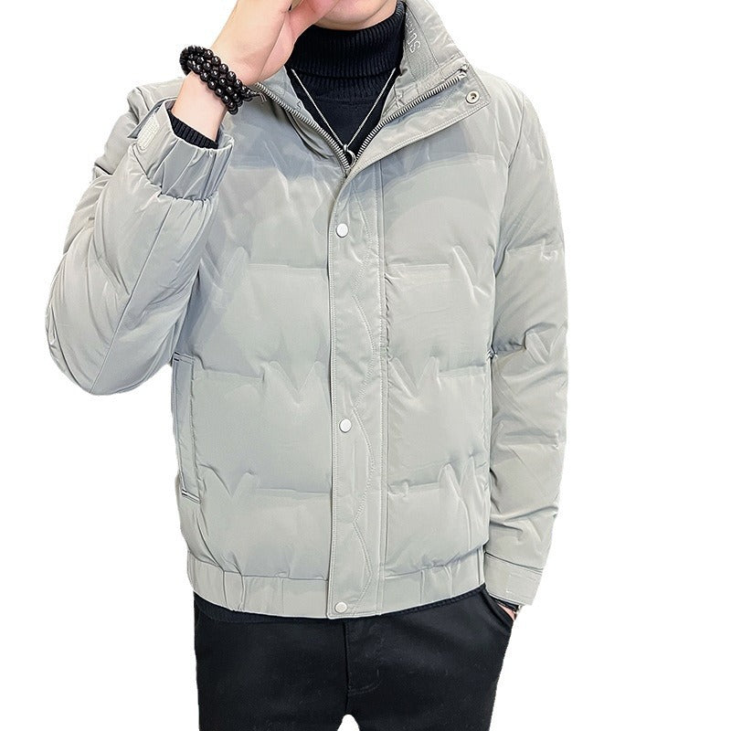 Herren Kurz geschnittene gesteppte Thermojacke mit Stehkragen und verdecktem Reißverschluss Shop Nory