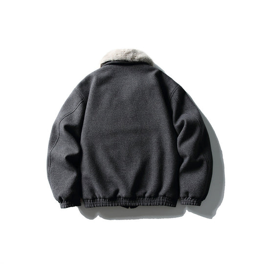 Herren Kurzboxy-Wollmix-Fliegerjacke mit Kunstfellkragen und elastischem Saum Shop Nory