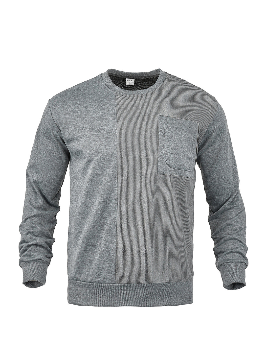 Herren Langärmeliges Struktur-Sweatshirt mit Brusttasche und Rippdetail Shop Nory