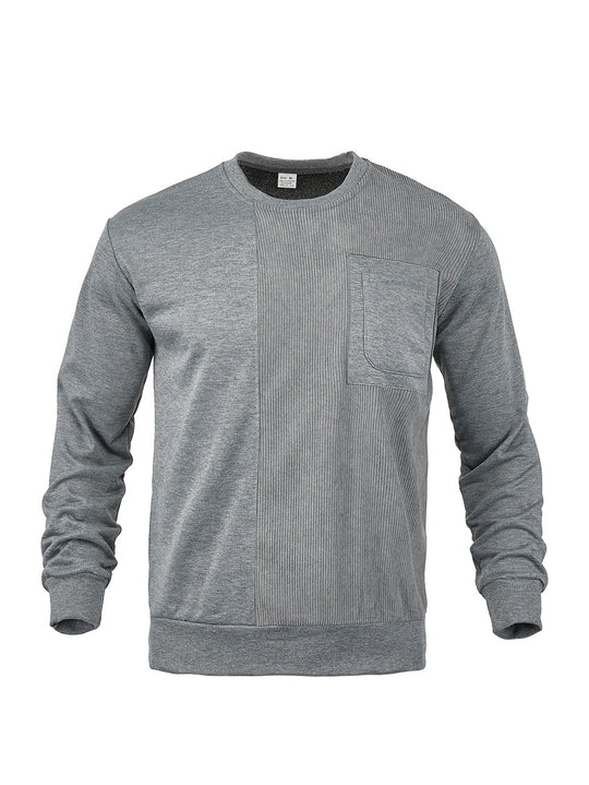 Herren Langärmeliges Struktur-Sweatshirt mit Brusttasche und Rippdetail Shop Nory