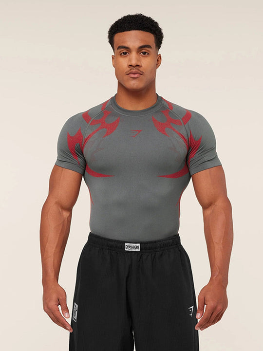 Herren nan nahtloses formgShopnoryendes Funktionsshirt mit Kompressionseffekt und ergonomischen Muskelzonen