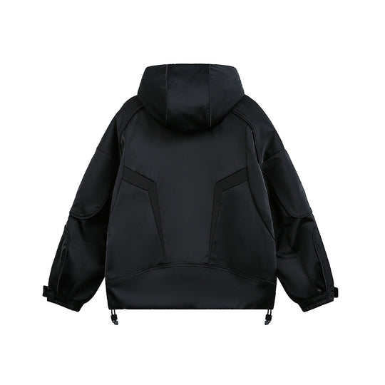 Unisex technische wattierte Kapuzenjacke mit Utility-Taschen und verstellbarem Saum Shop Nory