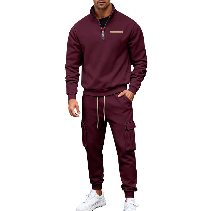 Herren Zip-Pullover- und Cargo-Jogger-Set aus weichem French-Terry Shop Nory