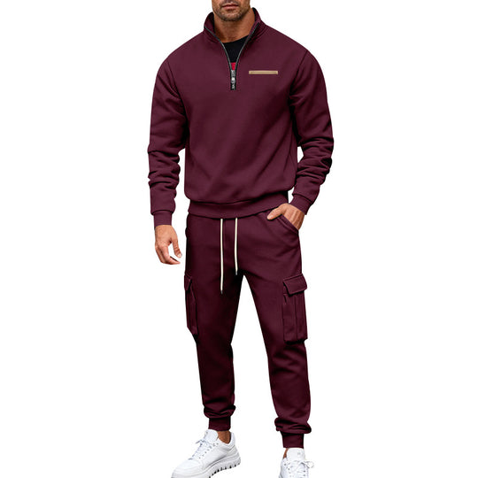 Herren Zip-Pullover- und Cargo-Jogger-Set aus weichem French-Terry Shop Nory