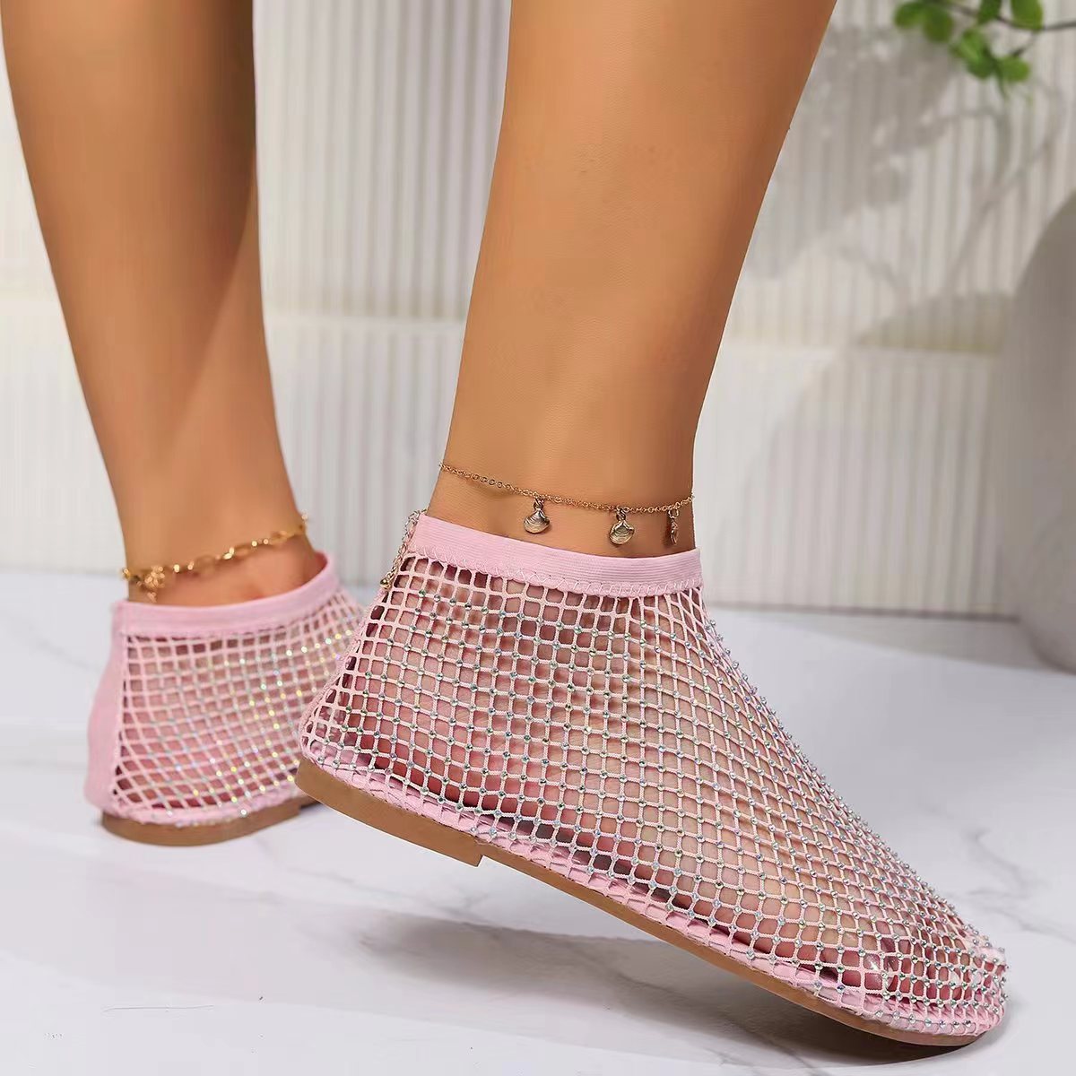 Damen Glitzernde Netzsandalen mit offenen Zehen